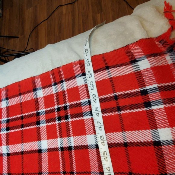 Faribo Fluff Loomed Wool Blanket Throw Stadium 52x64 USA Made Red Blue - Picture 10 of 11